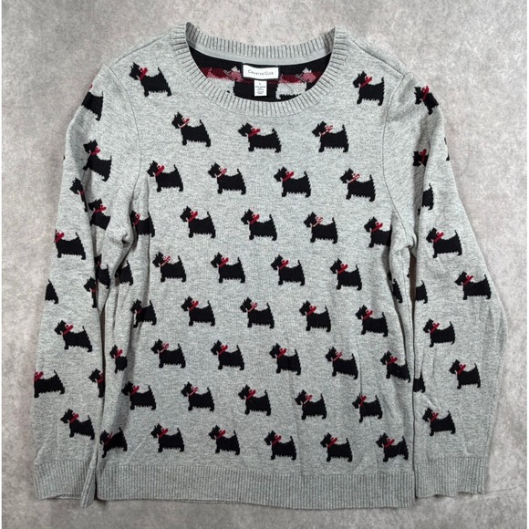 Charter Club Sweaters - Charter Club Womens Large Sweater Gray Scottie Dog Scottish Terrier Christmas